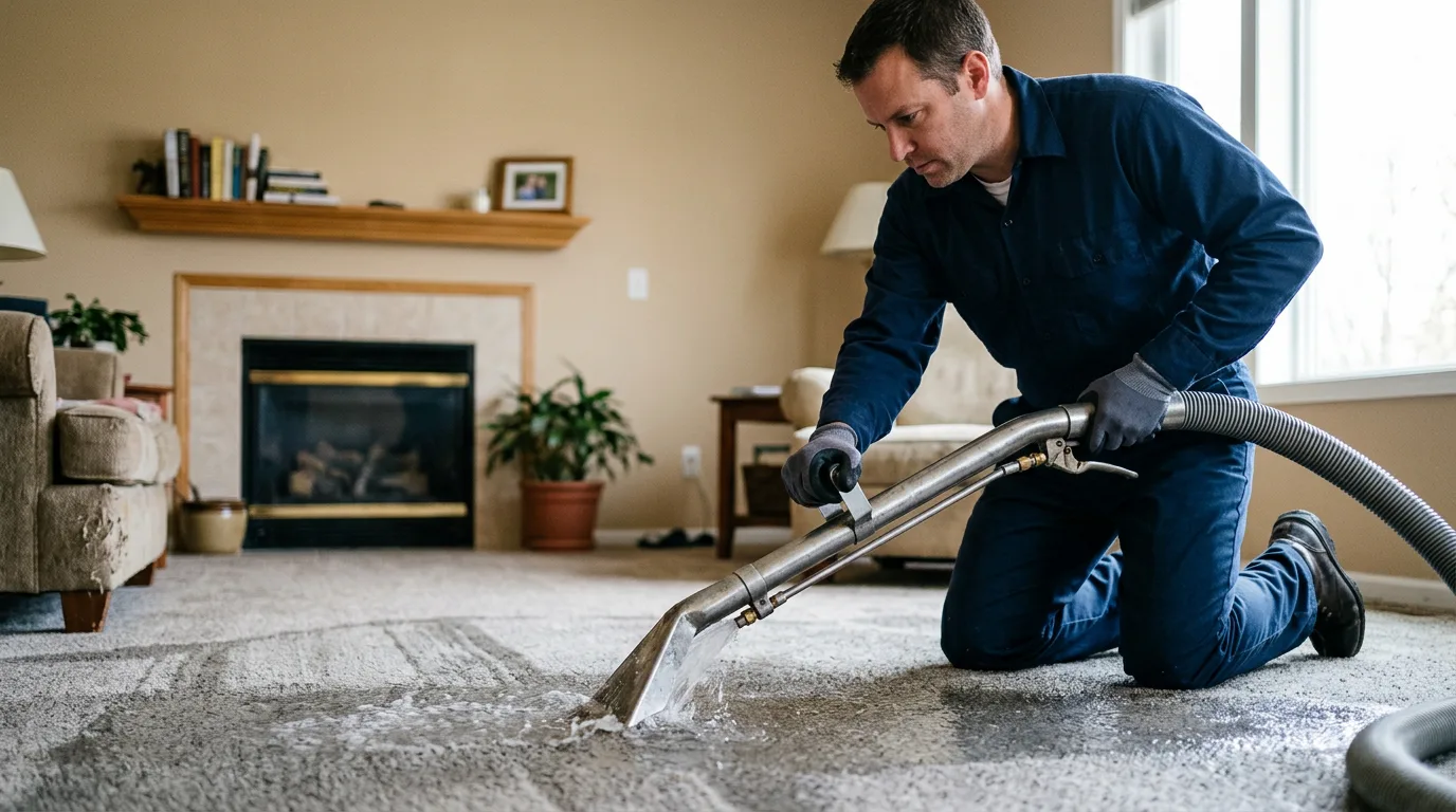 Water damage restoration technician working near Goshen, OH
